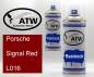 Preview: Porsche, Signal Red, L016: 400ml Sprühdose + 400ml Klarlack - Set, von ATW Autoteile West.